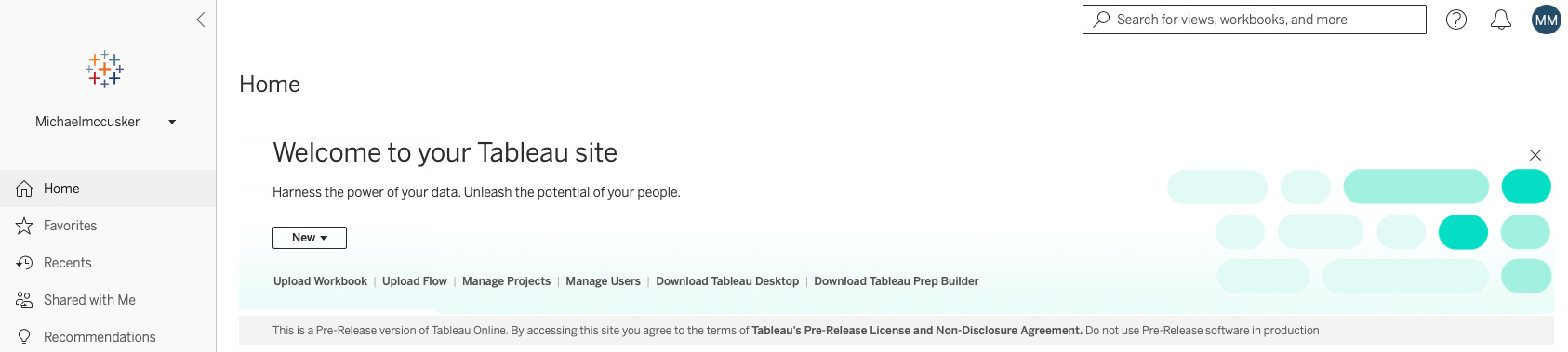 The home page of a Tableau Developer Program site