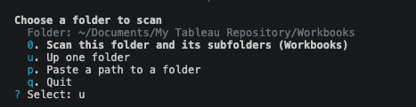 Terminal: choosing a folder on my computer to scan for workbooks